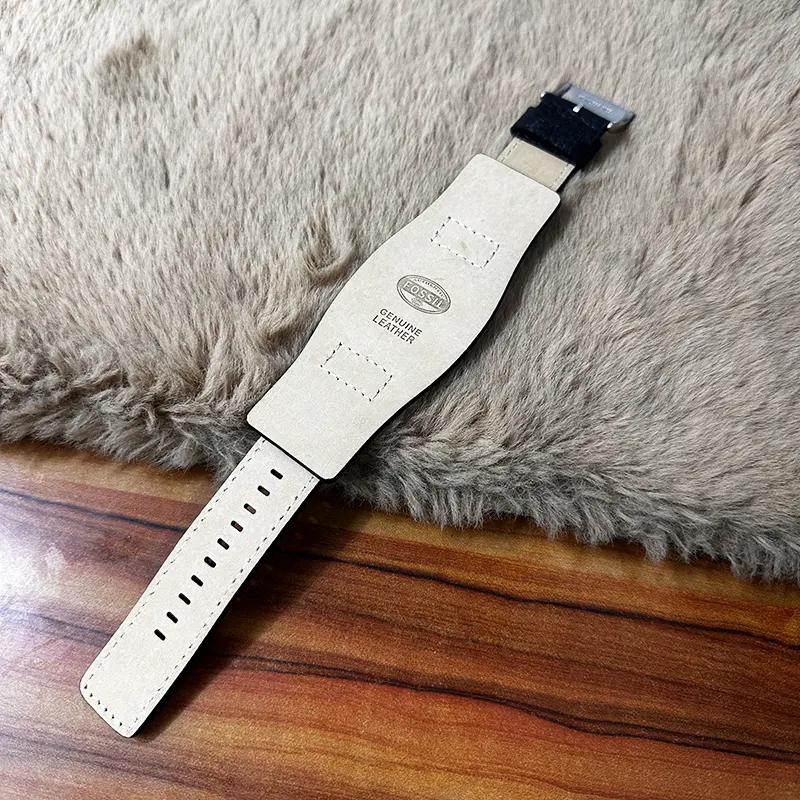 Fossil Big Band 24mm Black Leather Watch Strap -Craftsmanship Timepieces